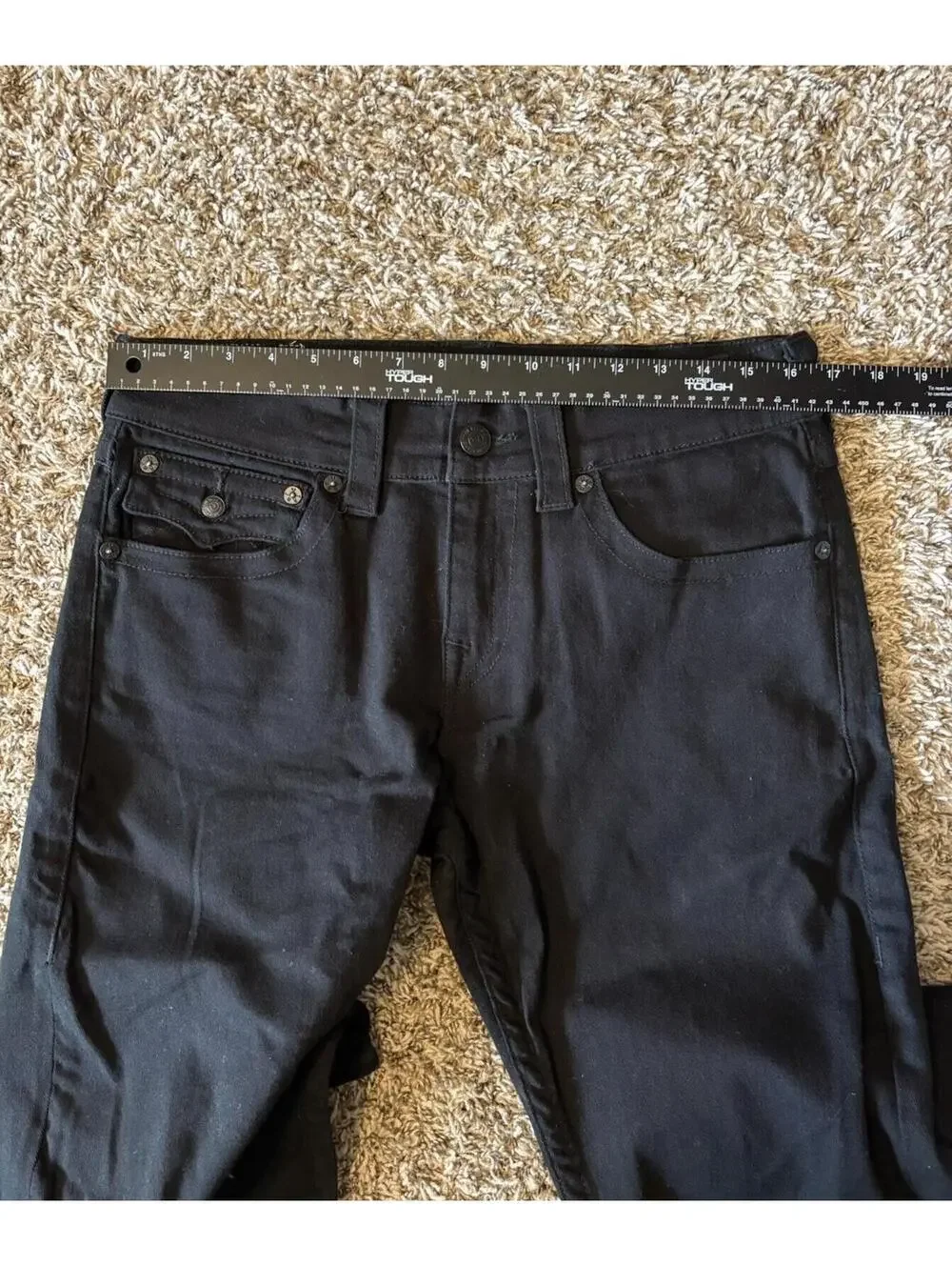 True Religion Ricky SN Flap Relaxed Straight Jeans Men’s Size 30x32 Black Denim